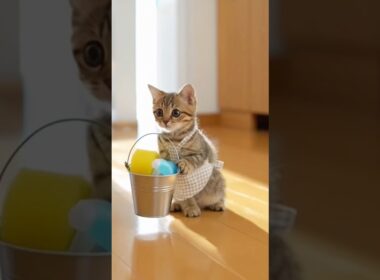 家事代行のバイトをする子猫 #猫 #cat #ねこのいる生活  #猫動画 #shorts