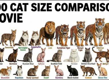 100匹の猫の大きさ比較動画、動物の名前