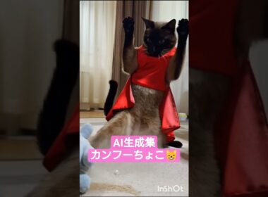 AI生成集カンフーちょこさん😺 #シャム猫 #たぬき猫 #ai生成動画