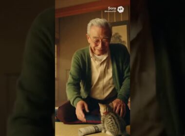 おじいちゃんに、気遣う子猫❣️