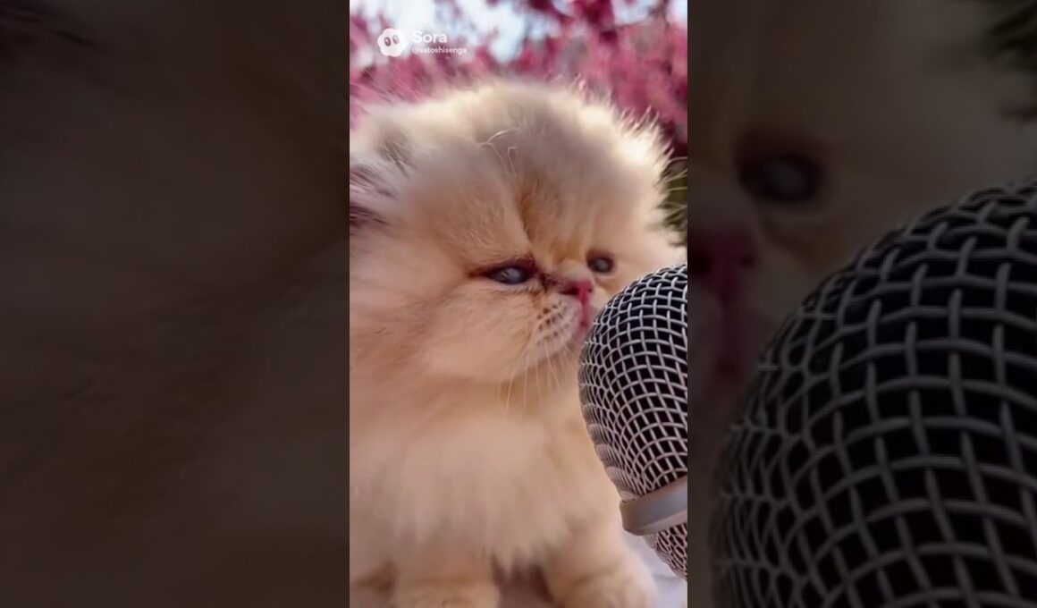 〈イヤホン推奨〉ペルシャ猫の赤ちゃん｜梅の前で｜AI映像ラボ