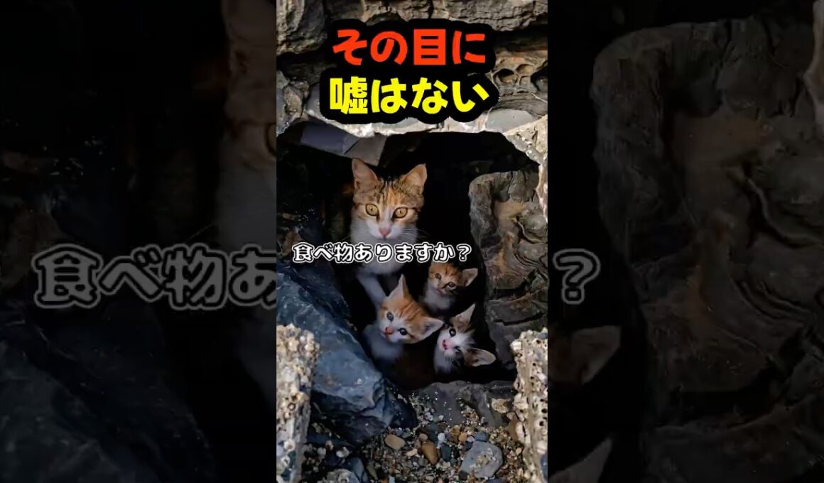 岩を舐める子猫…海辺で出会った小さな家族 #野良猫 #子猫 #感動
