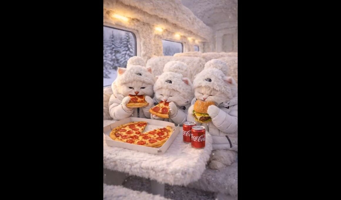 [제목]雪の終着駅で出会った3匹の子猫たち ❄️🚂3 Baby Kittens at the Snowy Final Station ❄️🚂