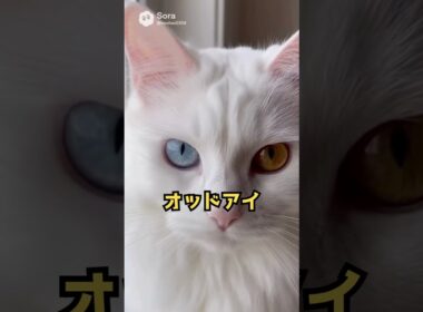 この猫、左右で目の色が違う。ターキッシュアンゴラの不思議｜猫の雑学 #shorts