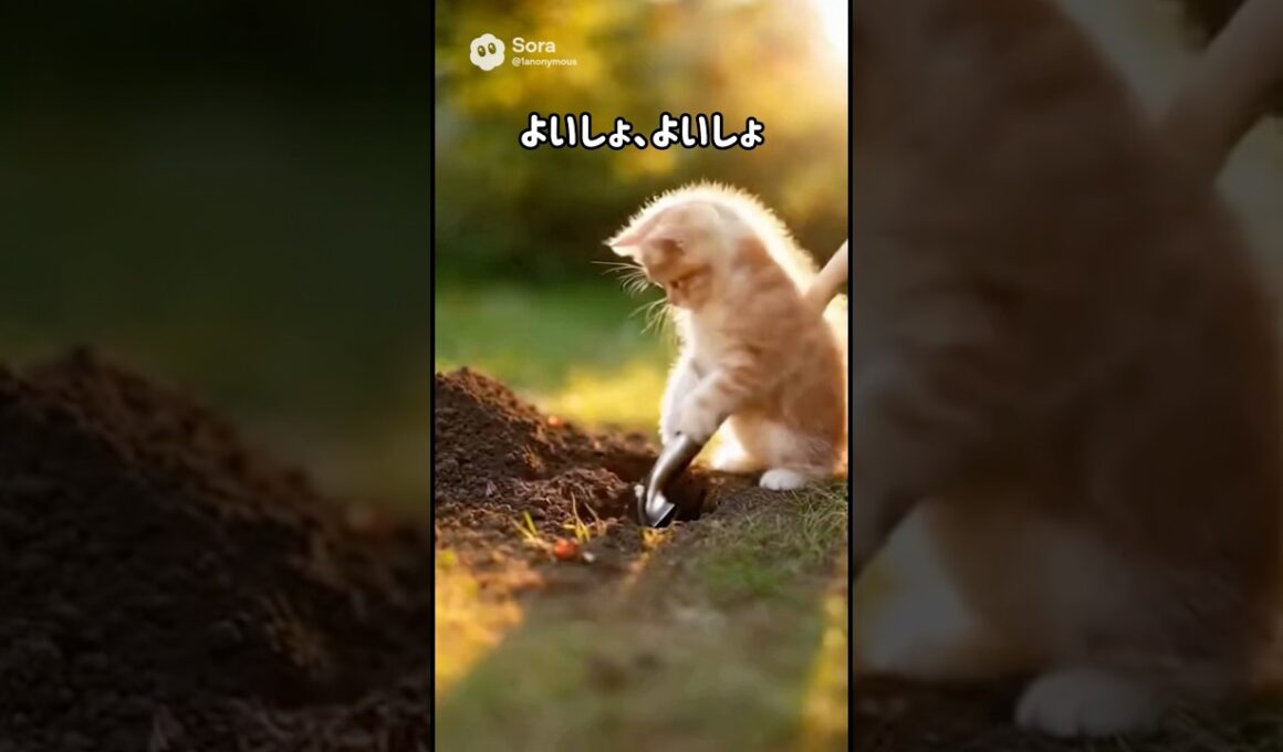 おや？子猫が必死に穴を掘っていますが一体何があったのでしょうか？ #cat #cute #kitten #子猫 #猫
