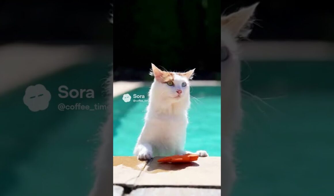 【衝撃】水が大好きな猫！「ターキッシュヴァン」のダイブ / The Swimming Cat: Turkish Van’s Big Splash #shorts