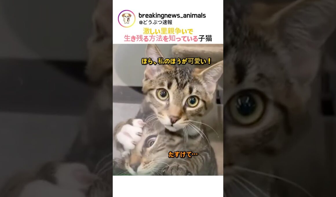激しい里親争いで生き残る方法を知っている子猫