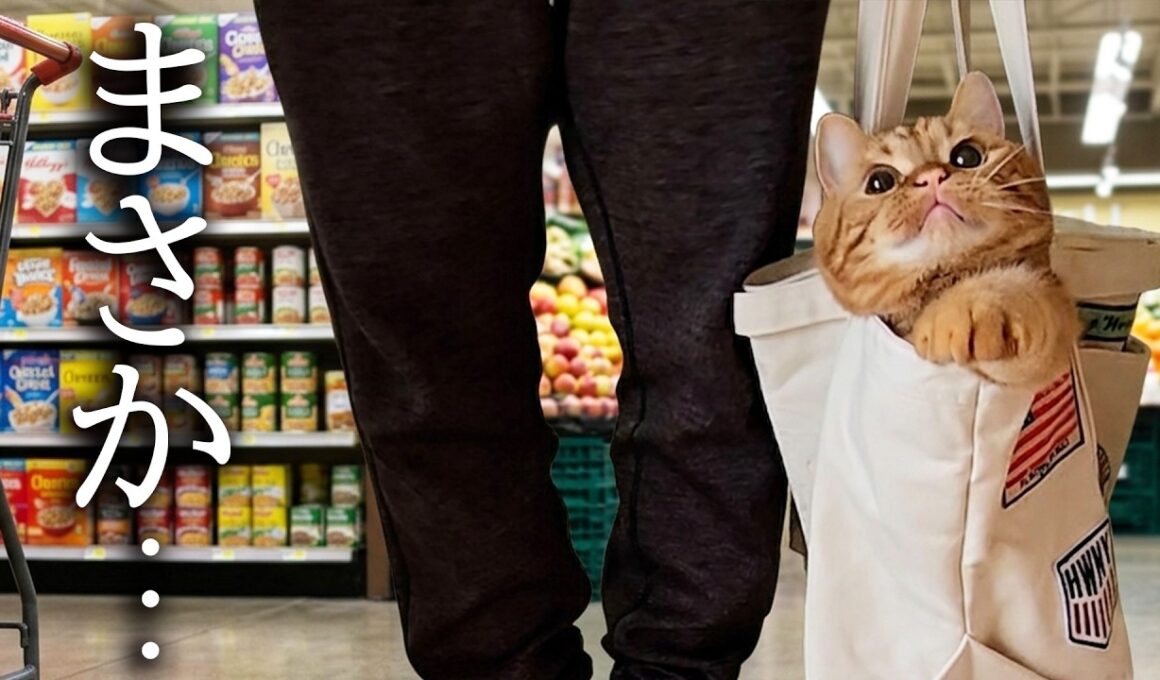 お買い物に子猫がバックの中に隠れてついてきちゃいました...