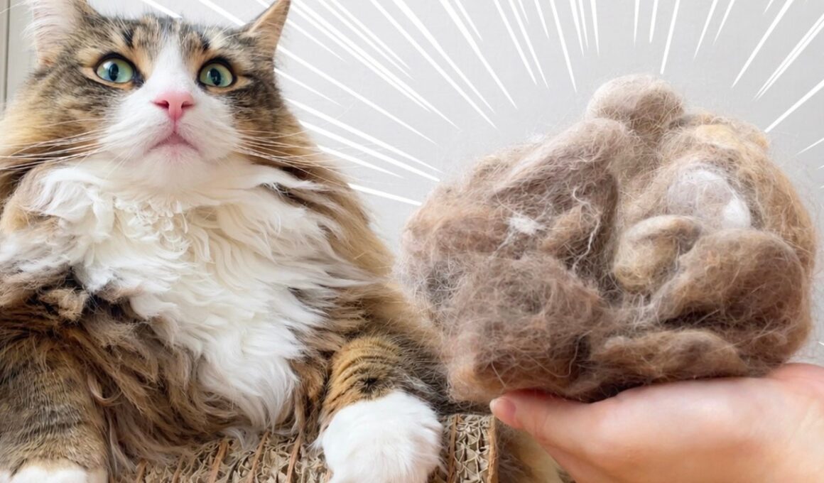 モフモフ期のデカ猫をブラッシングしたらふわふわ収穫祭になりました