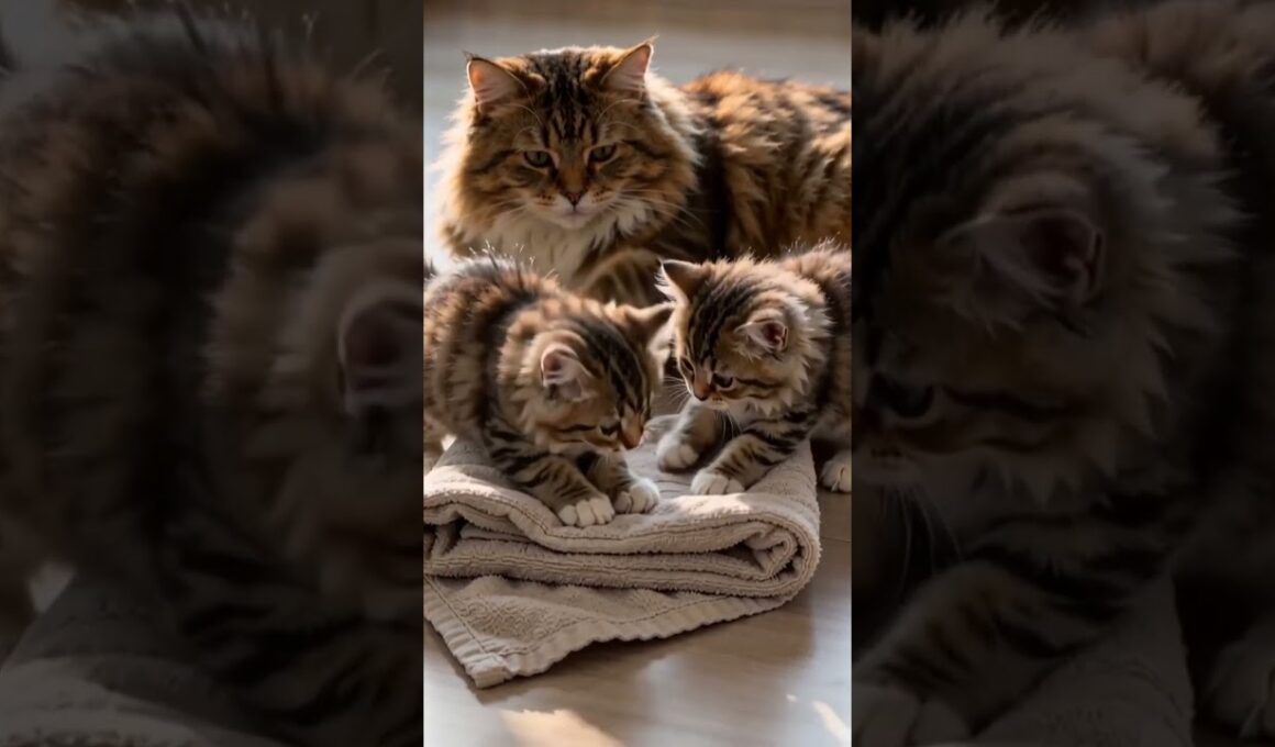 ふんわりタオルとぬくもり、メインクーンの子猫たち 🐾  Soft Towel, Big Warmth – Maine Coon Kittens 🐾 #cat #kitten #cute