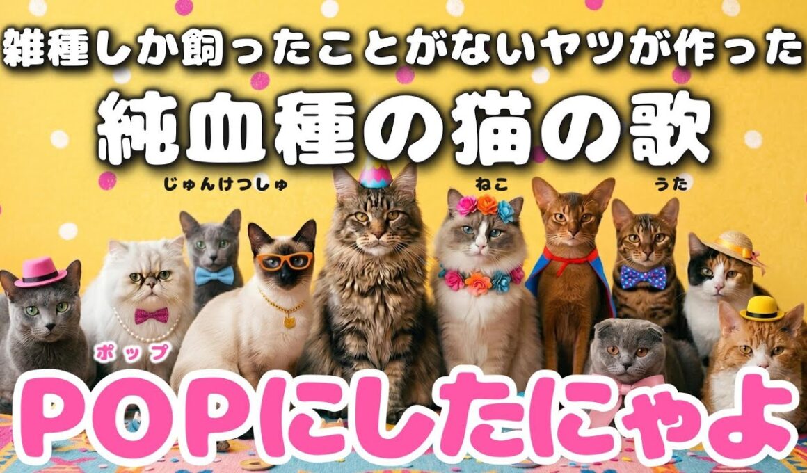 【AI MV】POPにしたにゃよ！雑種しか飼ったことがないヤツが作った純血種の猫の歌／ふりがな付き／猫ずかん