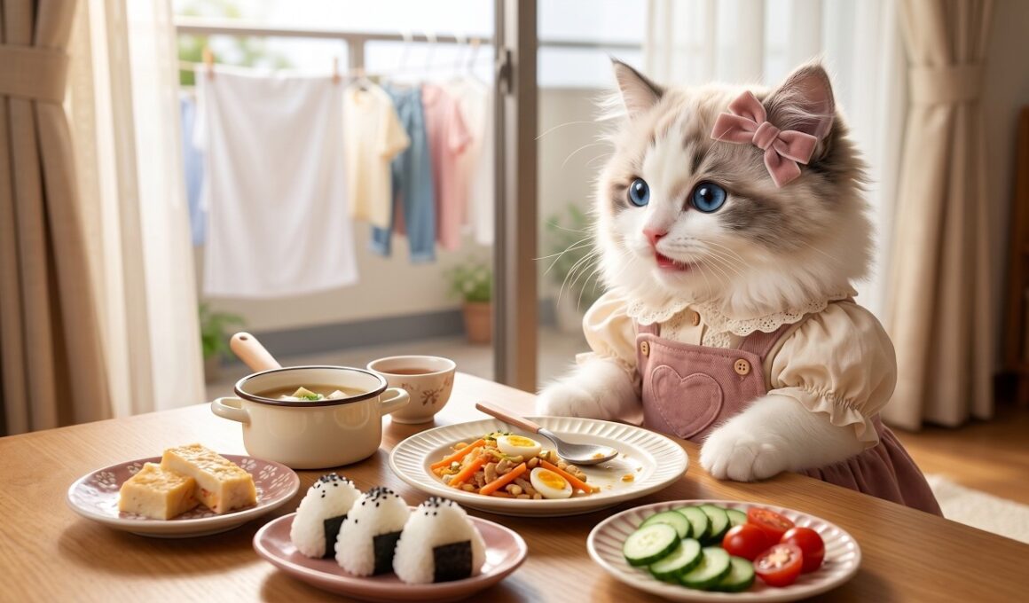 ラグドールの子猫ミミの心地よい朝のルーティn 🧺🥕✨ ｜お掃除、お洗濯 ＆ 可愛い和食朝ごはん