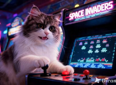 猫 VS. インベーダーゲーム Cat playing Space Invaders #コバン #ねこ #aivideo #ラガマフィン #cutecat