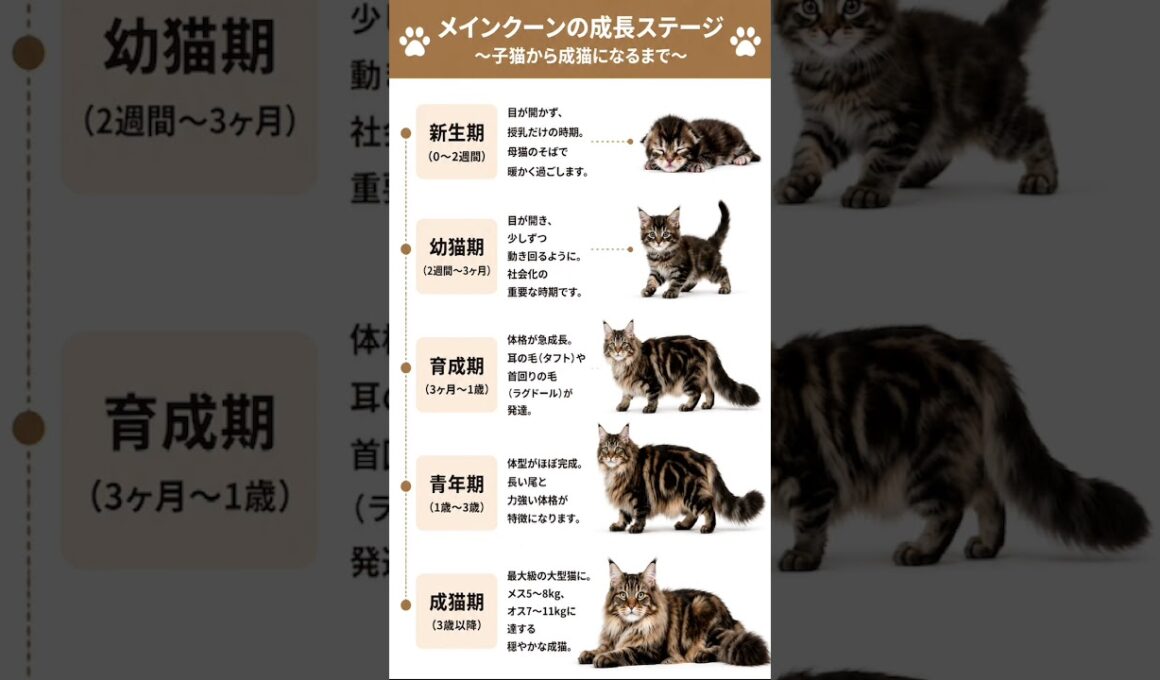 メインクーンの成長のステージ #シャム猫 #猫 #猫好き #猫のいる暮らし #fyp