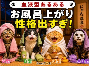 【血液型別】お風呂上がりだけで性格バレる猫たち🛁🐱