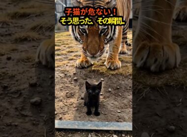 子猫が危ない！そう思った次の瞬間…トラが見せた意外な行動