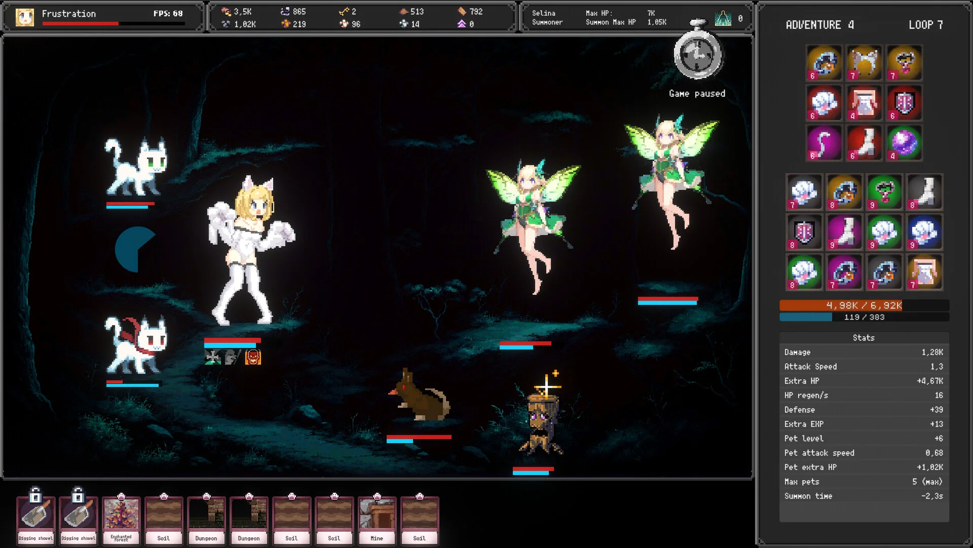 ゲームの戦闘画面で、キャラクターとペットが敵と対峙している様子