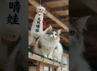 DON’T TOUCH IT, SNOWSHOE!” Teru Teru Bōzu Showdown ☔😼 てるてる坊主に触るな！〜雨が降る〜 ☔ #shorts #snowshoecat #cat