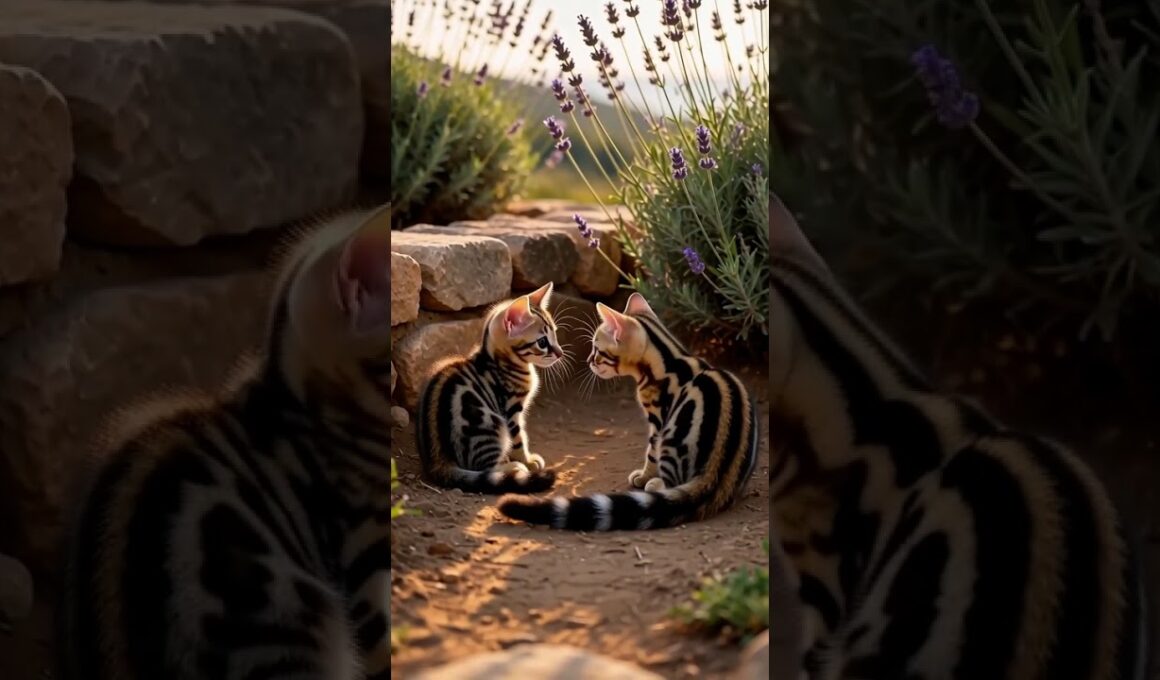 🐆 baby genet meets 🐱 manx kitten = mediterranean magic