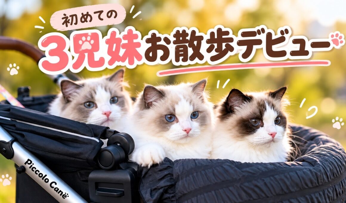 【初めてのお散歩】ラグドール3兄妹、ドキドキの公園デビュー♪