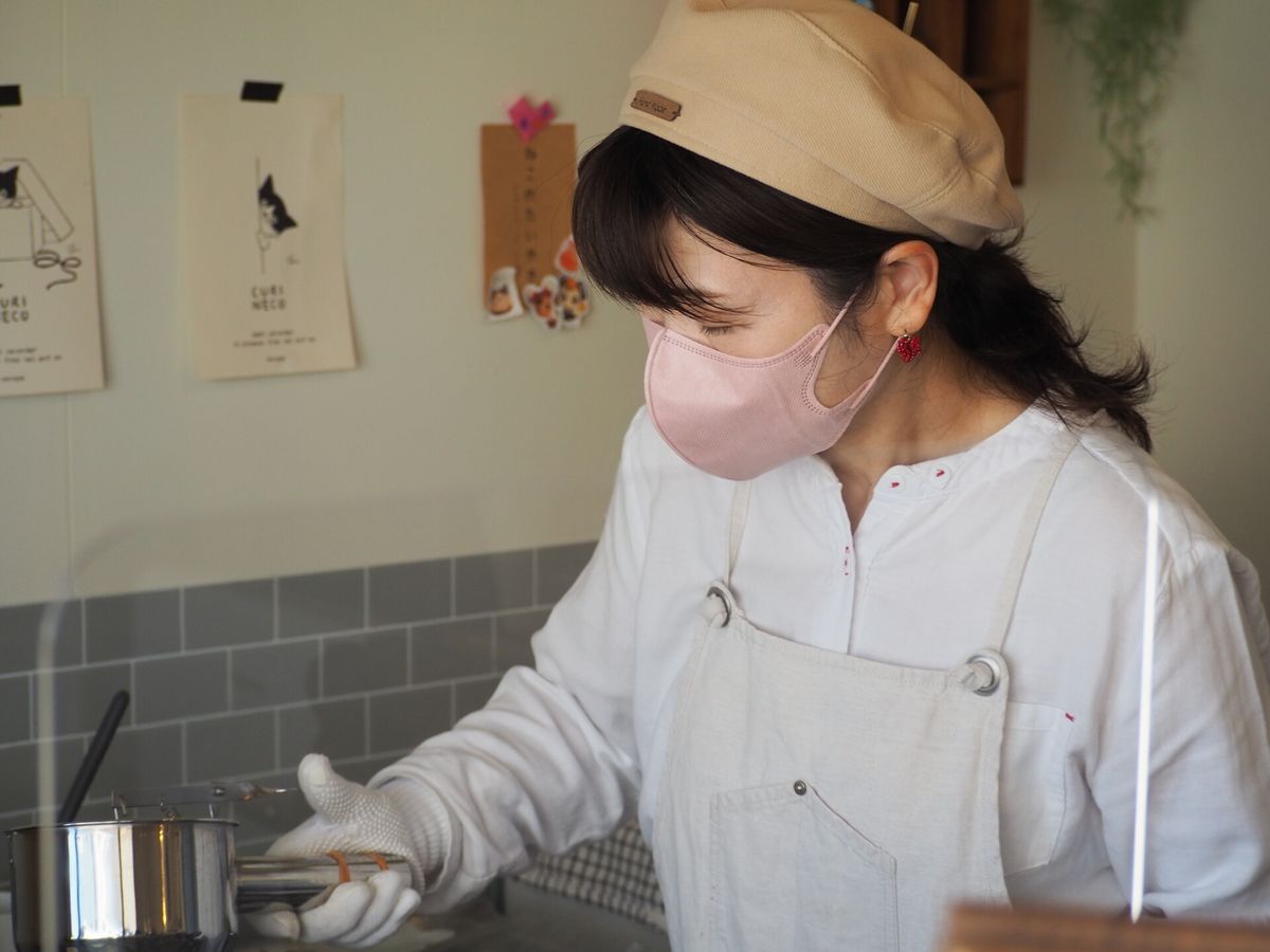 焼く様子